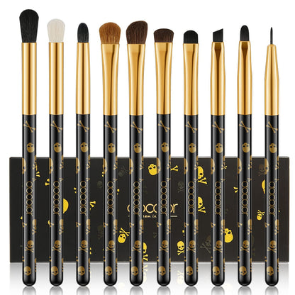 Eye Makeup Brushes 10Pcs Skull Printed Eyeshadow Makeup Brush Set Blending Concealer Eyebrow Eye Liners Premium Synthetic Eyeshadow Crease Brow Brush
