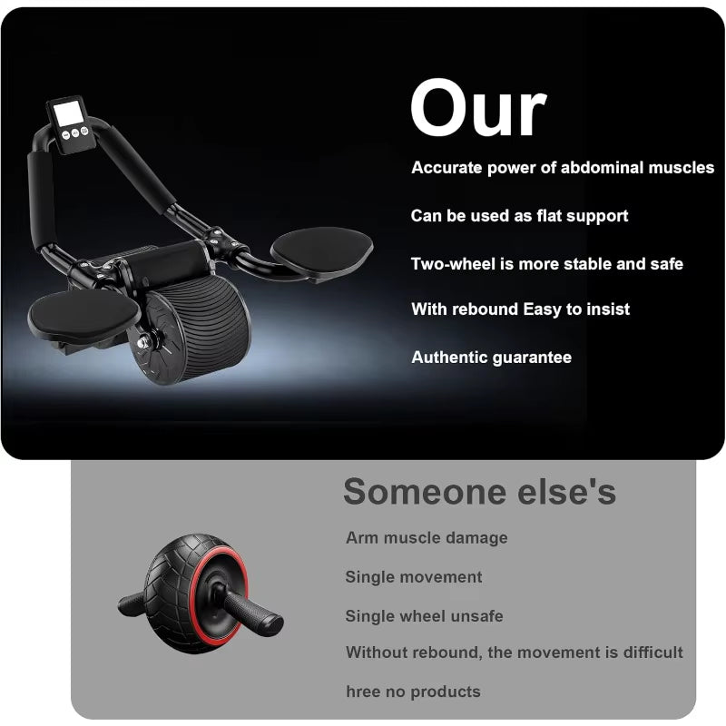 Elbow Support Automatic Rebound Abdominal Wheel,Ab Roller for Abdominal Exercise Machine