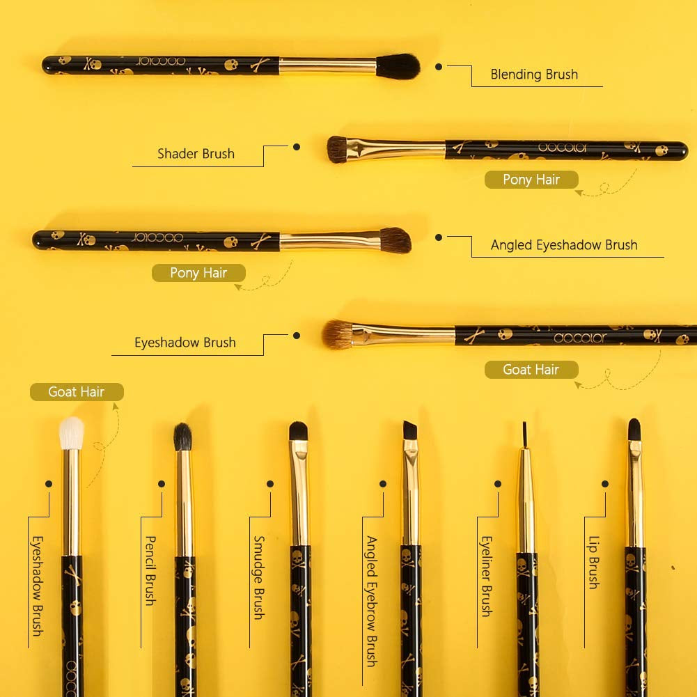 Eye Makeup Brushes 10Pcs Skull Printed Eyeshadow Makeup Brush Set Blending Concealer Eyebrow Eye Liners Premium Synthetic Eyeshadow Crease Brow Brush